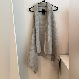 Club Monaco Light Gray Knit Open Front Draped Sweater Vest